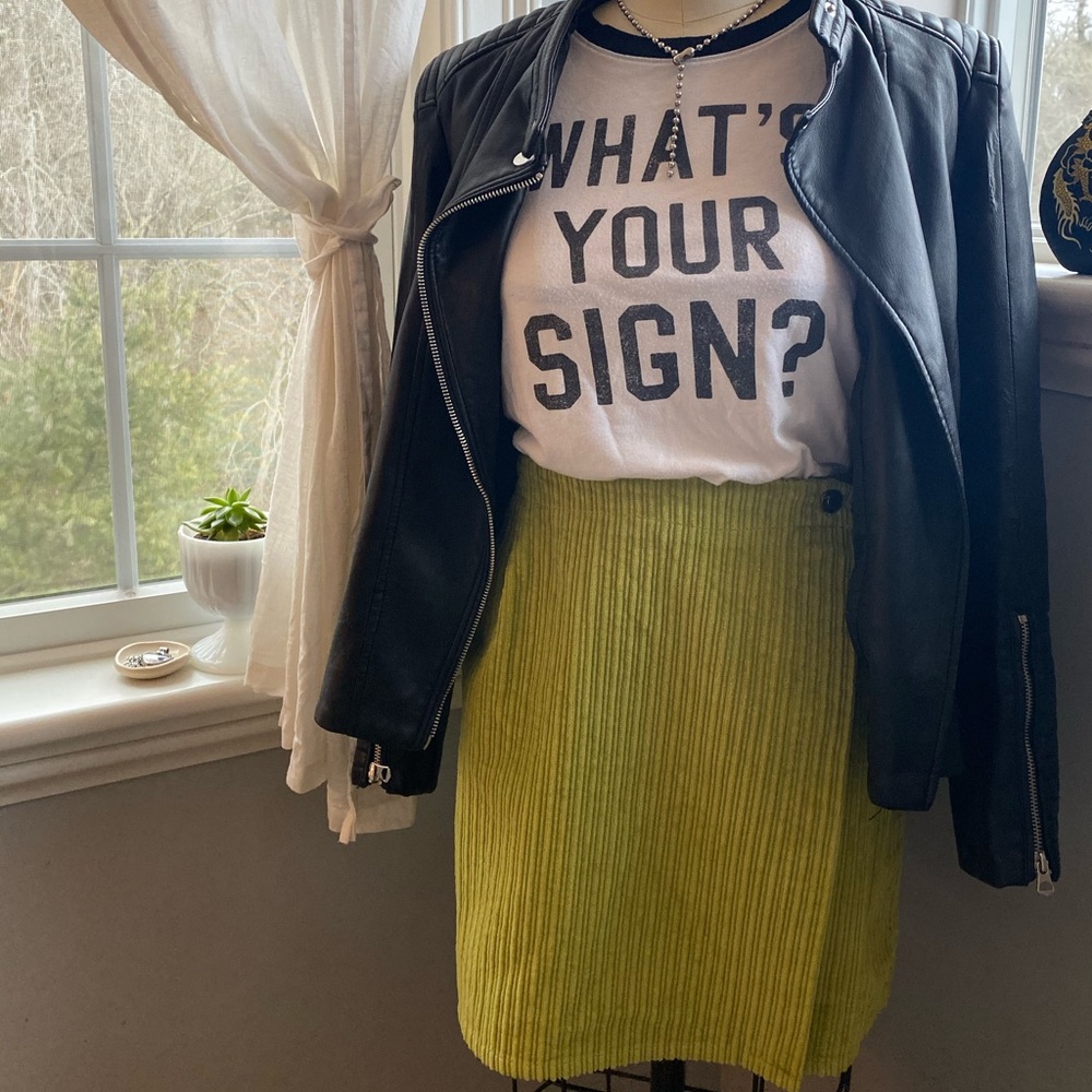 Express green corduroy wrap mini skirt